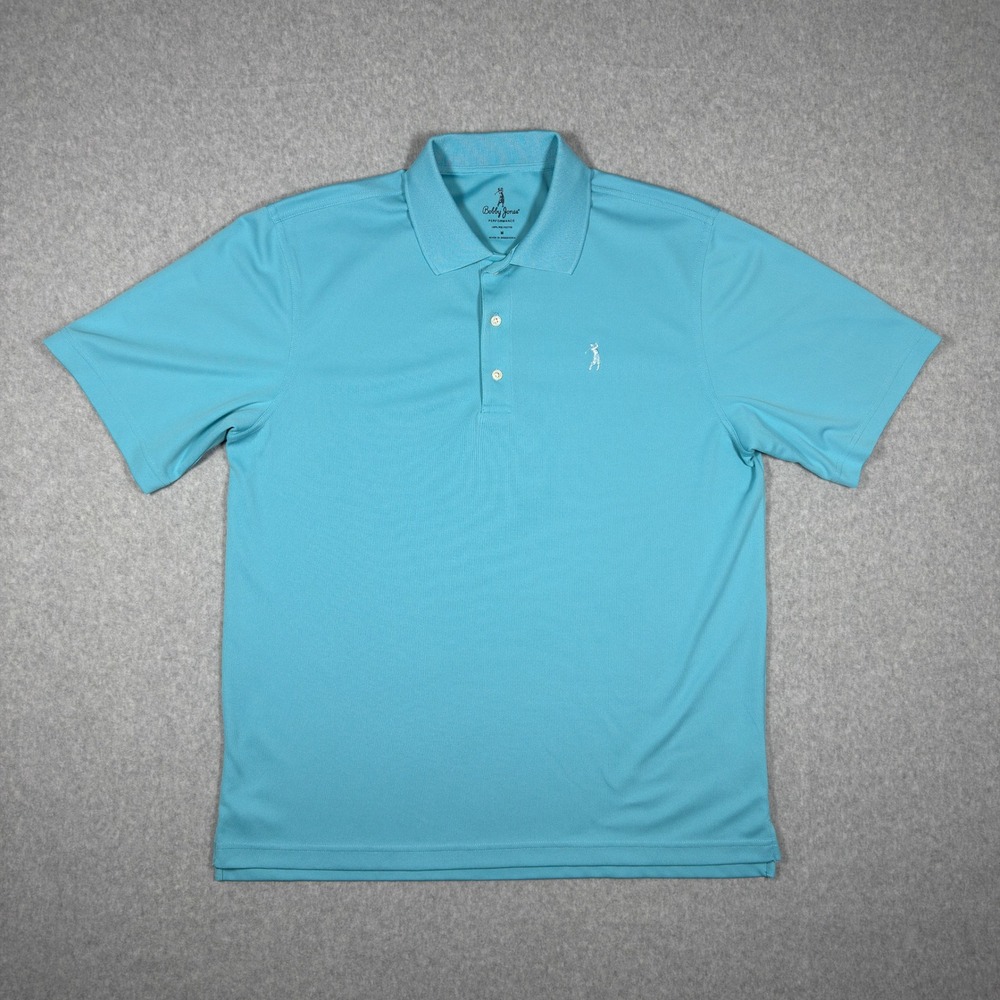 Bobby Jones Performance Mens Medium Turquoise Blue Short Sleeve Golf Polo Shirt